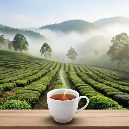 Monsoon season at AssamSip gardens receiving three hundred to four hundred millimeters rain monthly making tea leaves grow forty percent faster during June to September